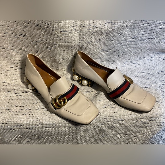 Gucci Marmont Studded Size: 37 Pearl Loafer Flats - Picture 1 of 5
